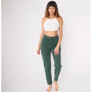 Rockies Jeanswear High Rise‎ Pleated Trousers Green Mom Pants - Size M